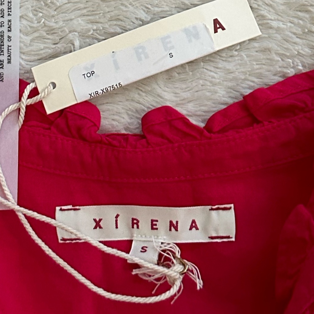 XiRENA Red Ruffle-Collar Button-Front Blouse - Picture 6 of 7